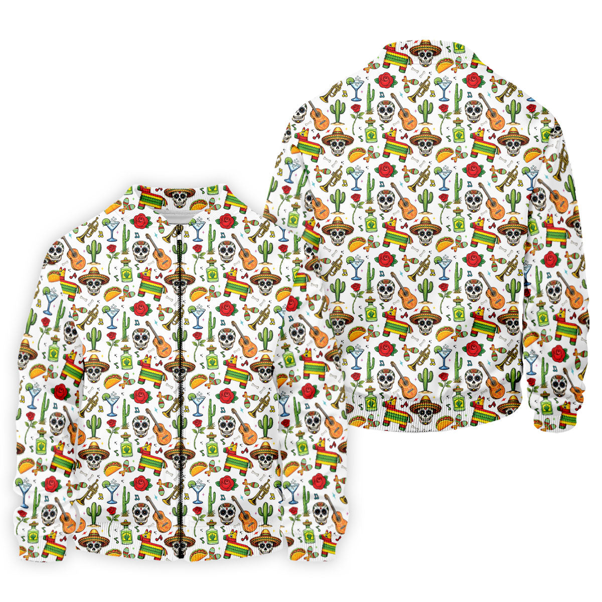 Decorated Skulls Party Items Cinco De Mayo Celebration Fiesta Themed White Golf Shirts For Men