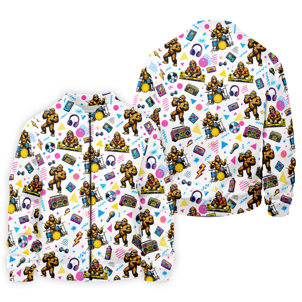 Bigfoot Party Memphis Pattern Retro Golf Shirt, Hawaiian Golf Shirt, Polo Shirts For Men