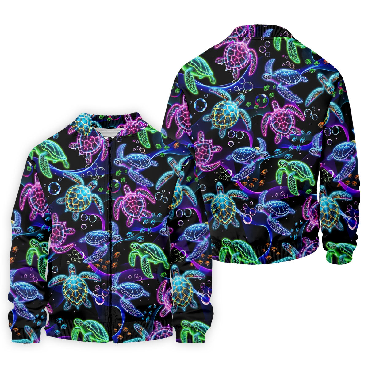 Neon Sea Turtle Ocean Pattern Hawaiian Golf Polo Shirt, Mens Golf Polo, Printed Golf Shirts