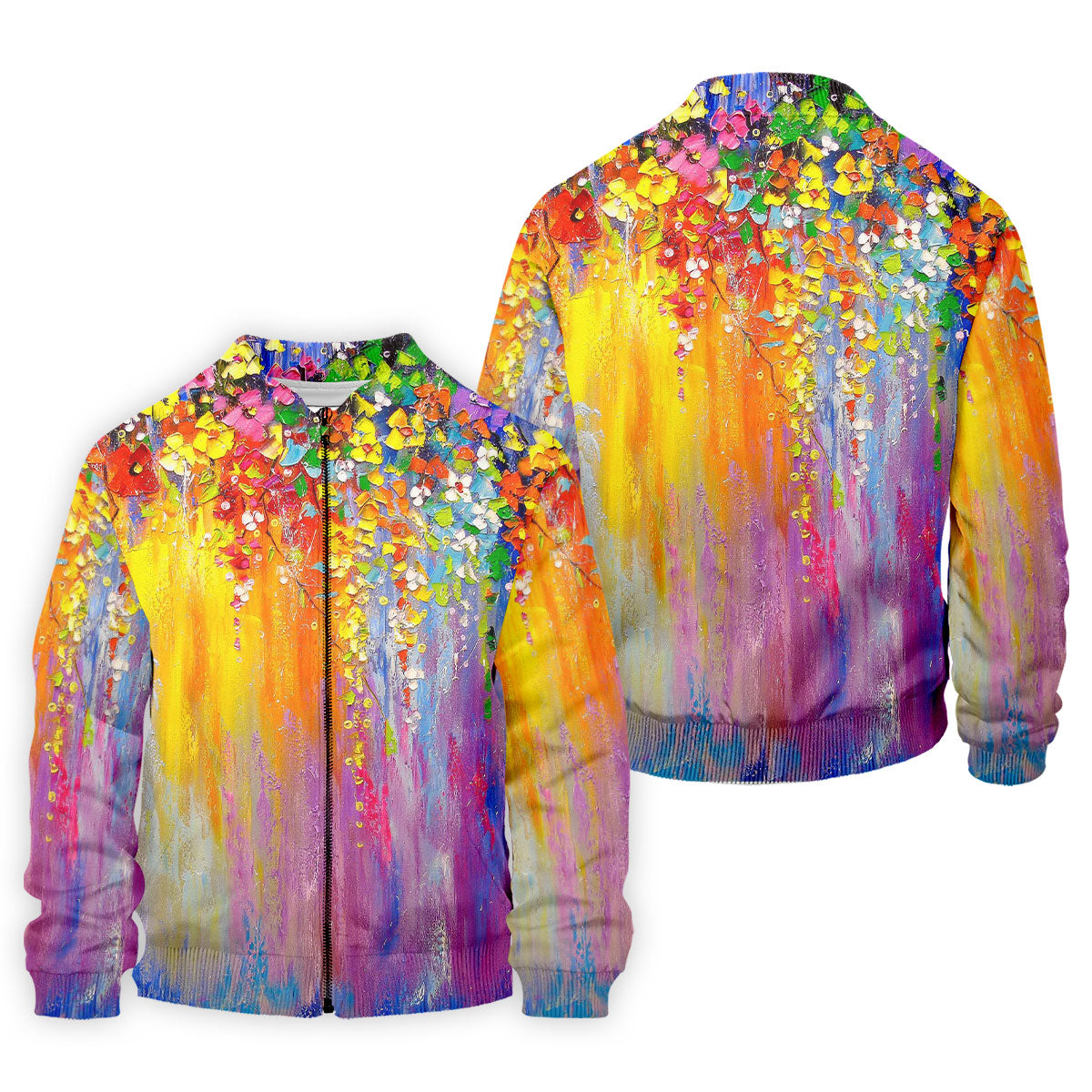 Colorful Abstract Floral Painting Golf Polo, Golf Tops For Men, Golfing Apparel