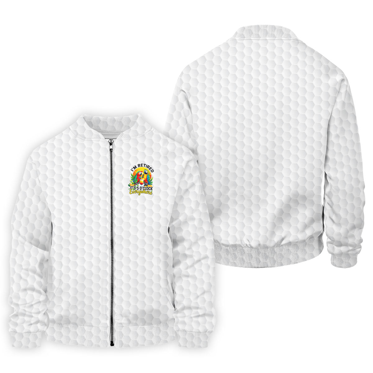 White Tropical Parrot Happy Retirement Golf Polo Shirt, Hawaiian Golf Shirt, Mens Golf Shirts