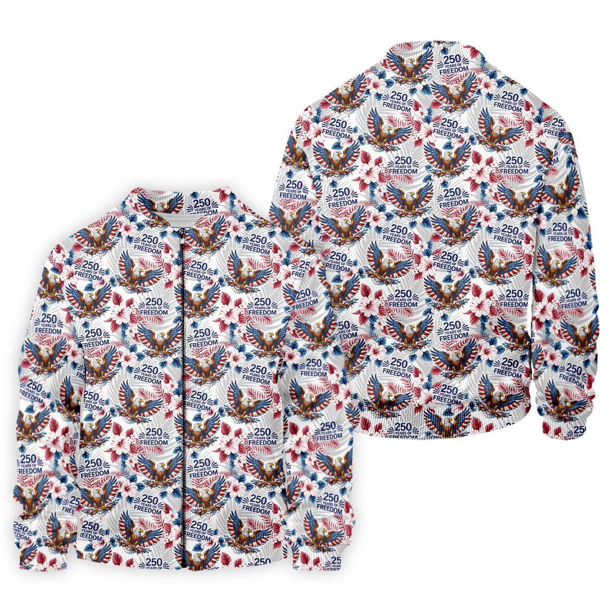 250 Years Of Freedom US Bald Eagle Tropical Theme Golf Tops For Men, Patriotic 4th Of July Golf Shirts For Men