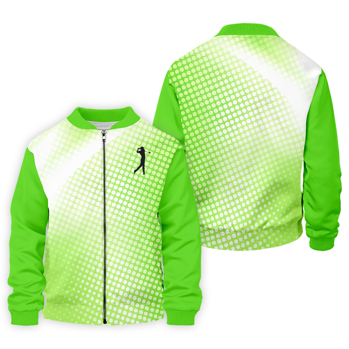 Green White Gradient Polka Dot Golf Shirt, Polo Shirts For Men, Golf Shirts For Men