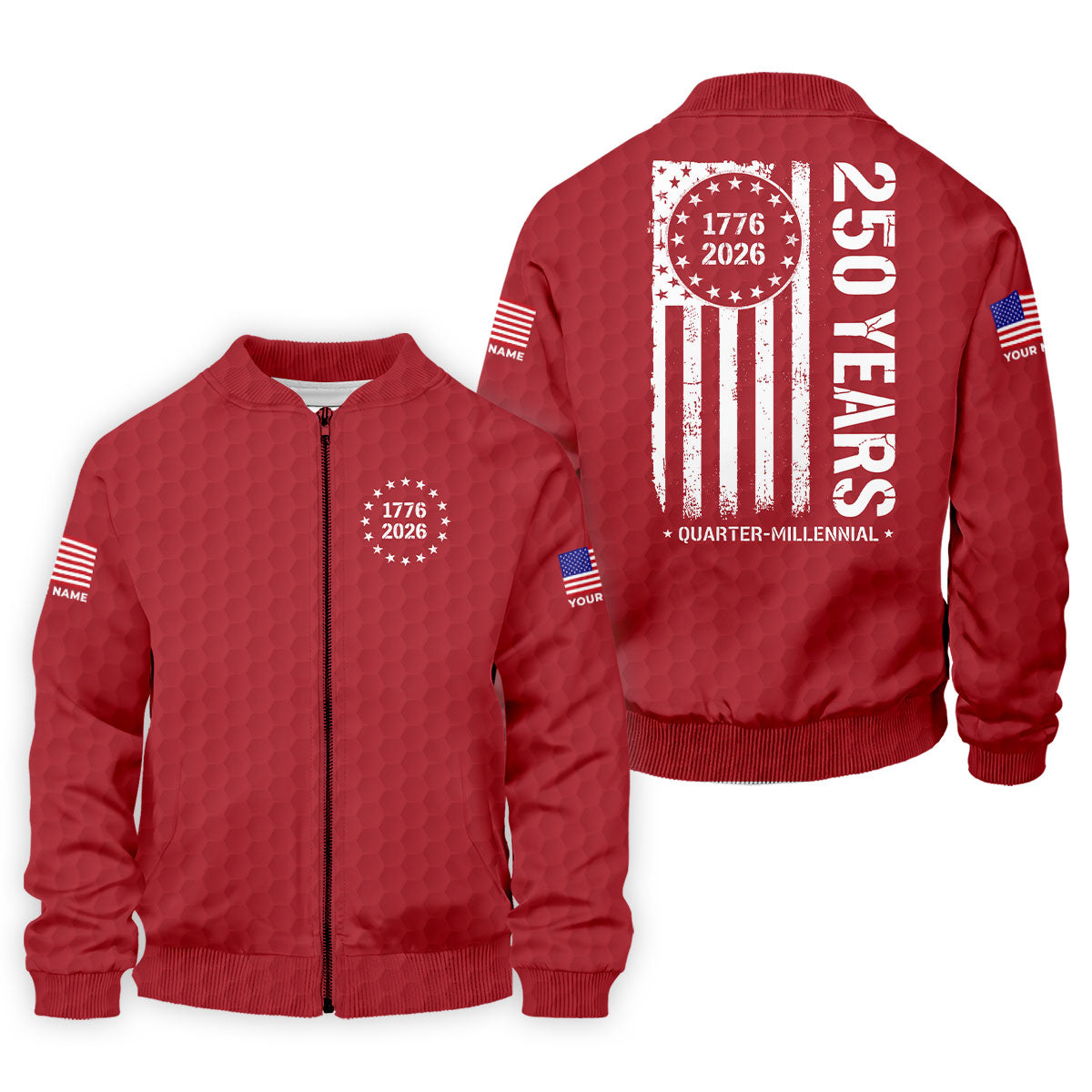 250 Years Quarter Millennnial Golf Ball Pattern Red Patriotic Golf Shirt, 4th Of July Golf Shirts For Men
