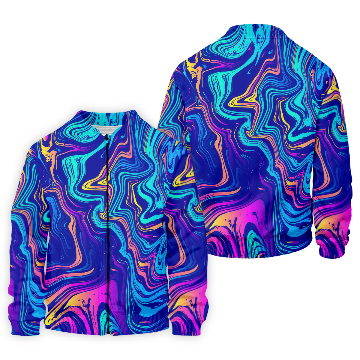 Vibrant Abstract Liquid Pattern Golf Shirt, Mens Polo Shirt, Performance Golf Shirt, Hawaiian Golf Shirt