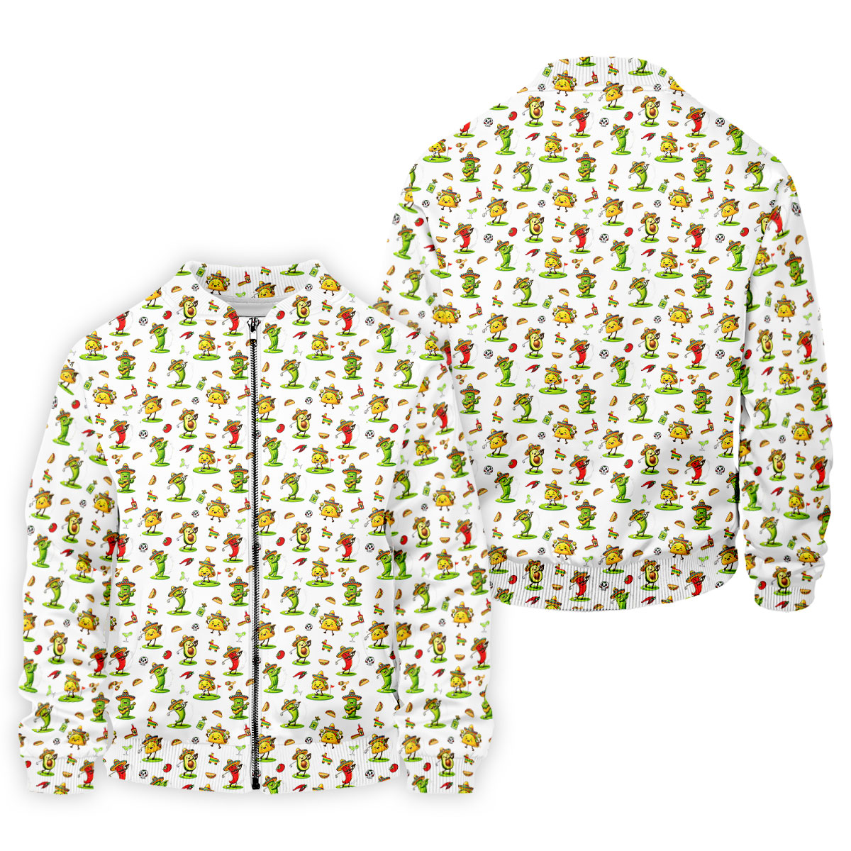 Mexican Cartoon Food Characters Cinco De Mayo Celebration Fiesta Themed White Golf Shirts For Men