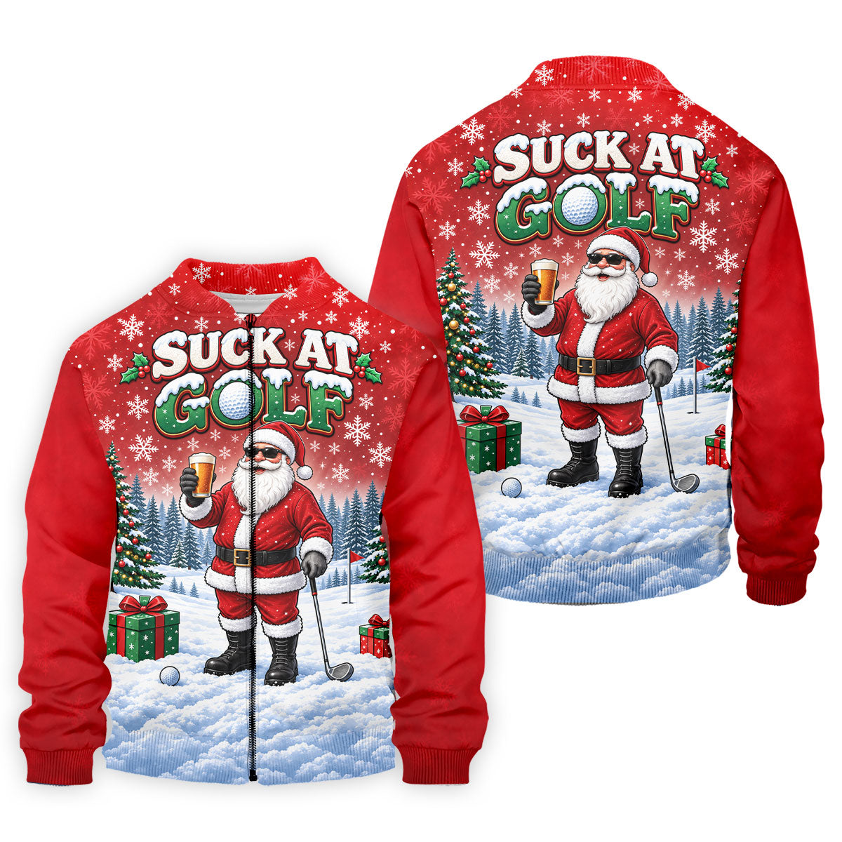 Suck At Golf Santa Beer Christmas Golf Shirt, Ladies Golf Shirts, Golf Tops For Women