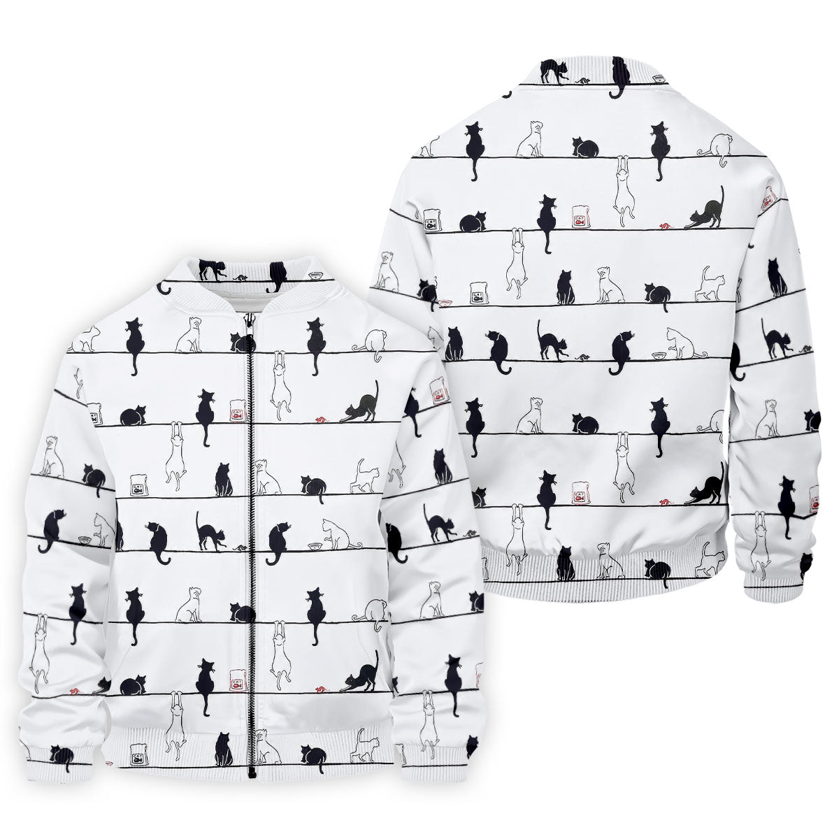 Cute Black and White Cats Pattern Golf Shirt, Men's Golf Shirt, Golf Polo Shirts For Men