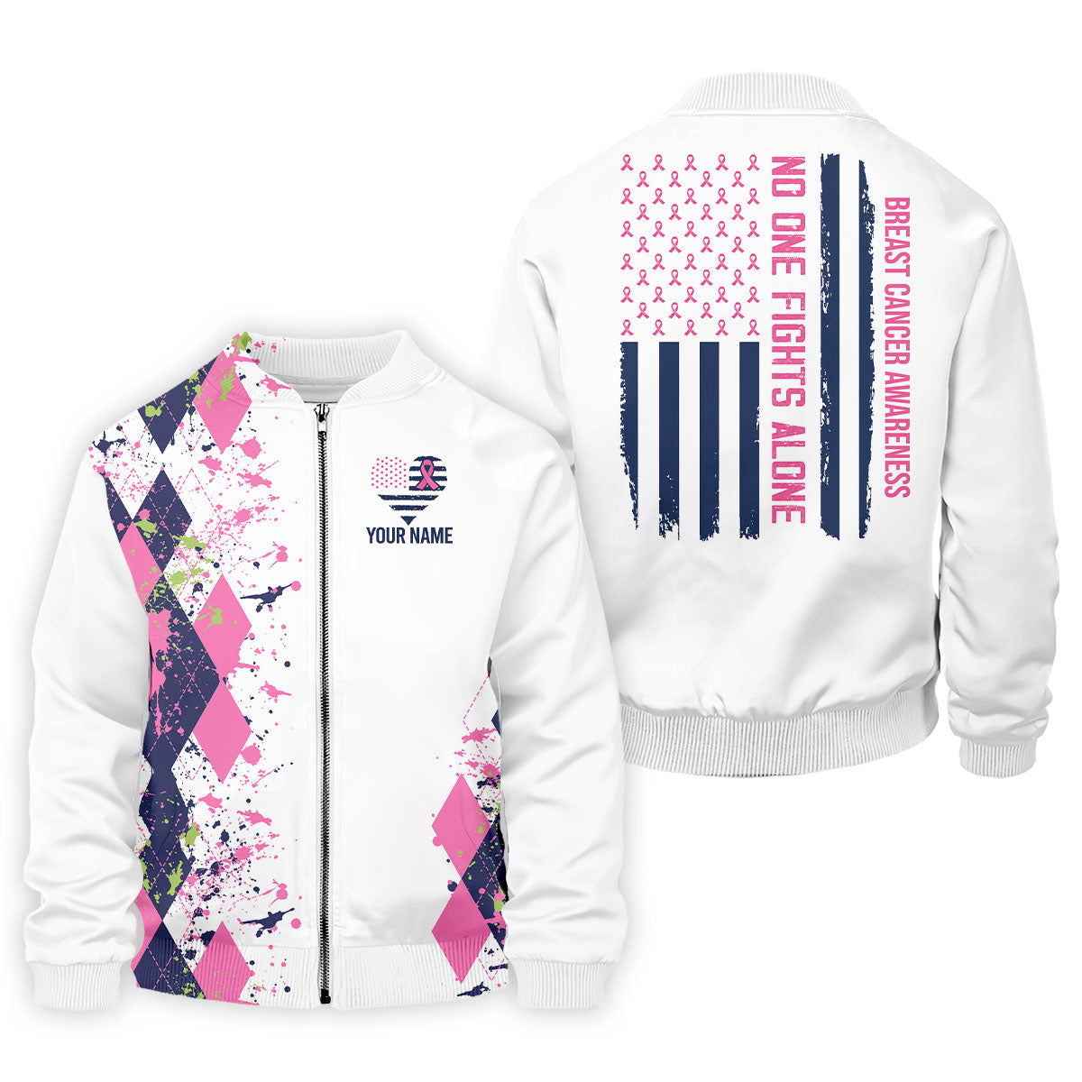 Custom No One Fights Alone Breast Cancer Shirt, Golf Polo Shirts For Men, Mens Golf Shirts