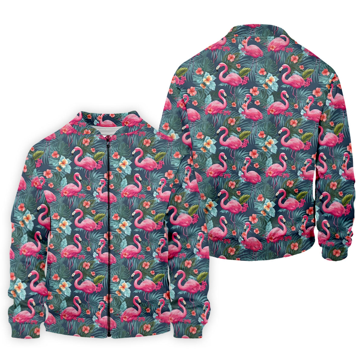 Pink Flamingo Tropical Floral Golf Polo Shirt, Hawaiian Golf Shirt, Golf Shirts For Men
