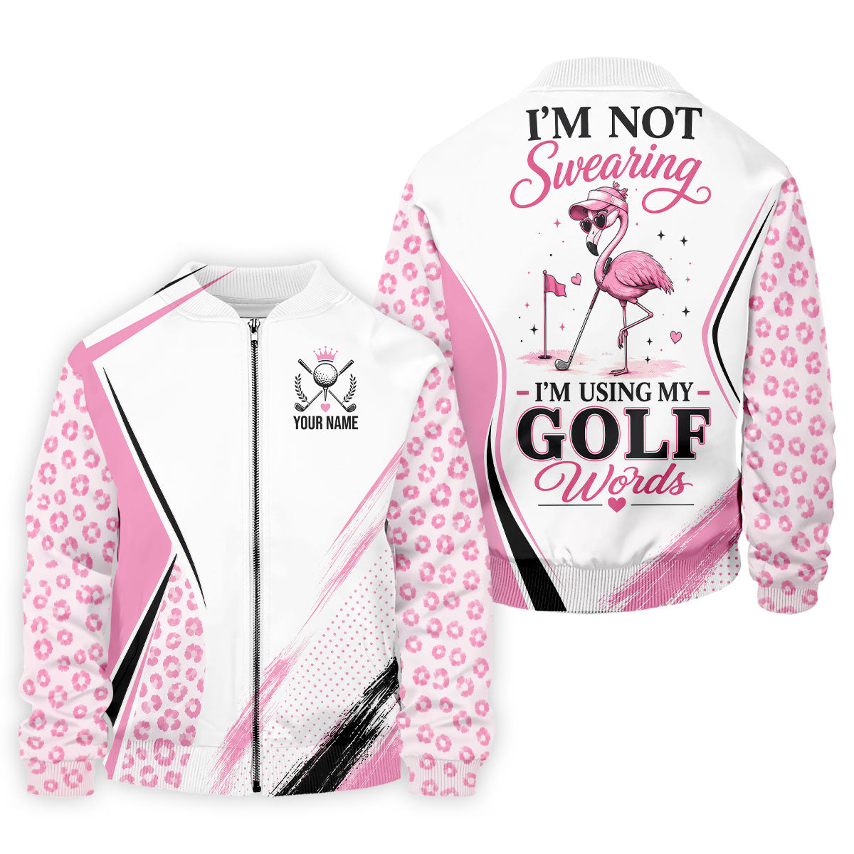 Personalized Pink Golf Crest Polo Shirt, Golf Polo Shirts For Men, Mens Golf Apparel