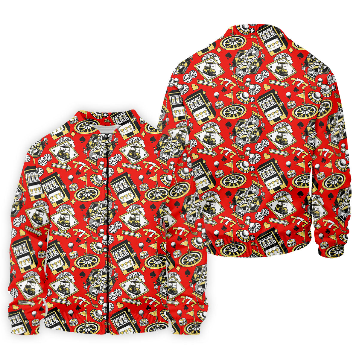 Casino Golf Pattern Red Hawaiian Golf Polo Shirt, Mens Golf Polo, Polo Shirts For Men