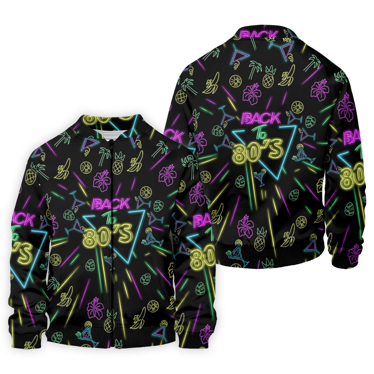 Back To 80's Neon Pattern Hawaiian Golf Shirt, Tropical Vibe Men's Funny Golf Shirts