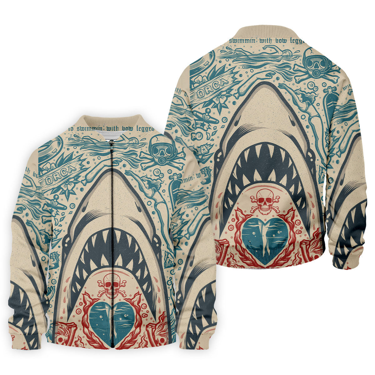 Vintage Shark Jaw Tattoo Art Golf Polo Shirt, Golf Shirts For Men, Printed Golf Shirts