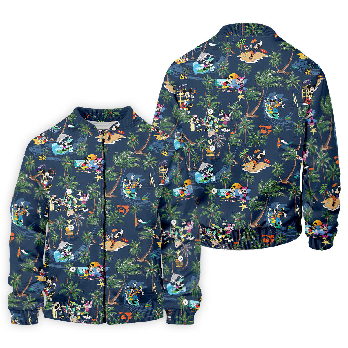 Cartoon Tropical Surf Beach Golf Polo Shirt, Hawaiian Golf Shirt, Golf Polo Shirts For Men