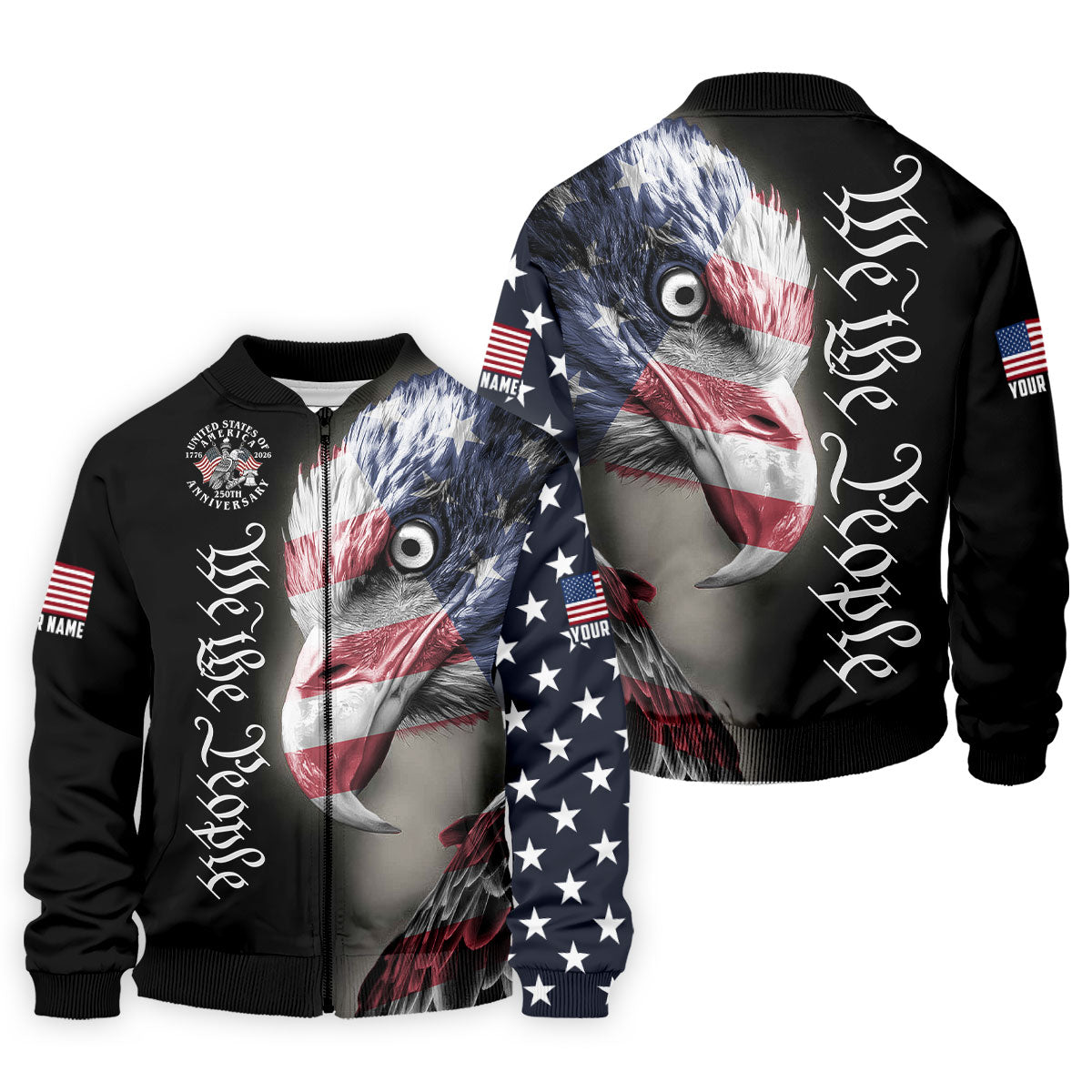 We The People Patriotic Bald Eagle American Flag Golf Shirt, 4th Of July Golf Shirts For Men