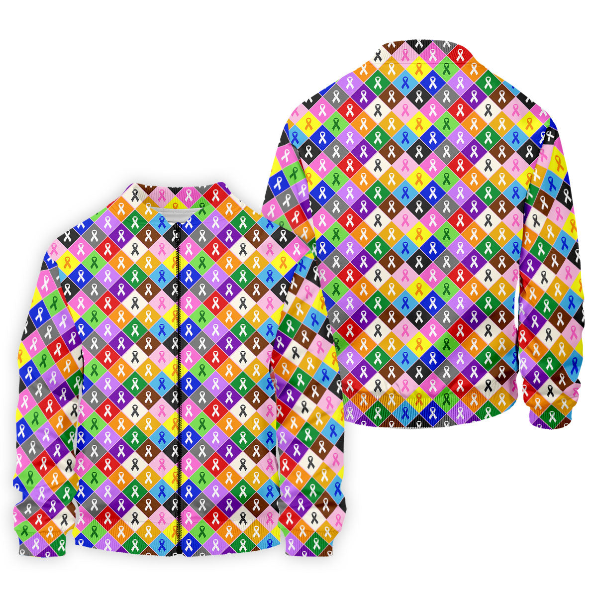 Colorful Awareness Ribbon Breast Cancer Golf Polo, Mens Golf Shirts, Printed Golf Shirts