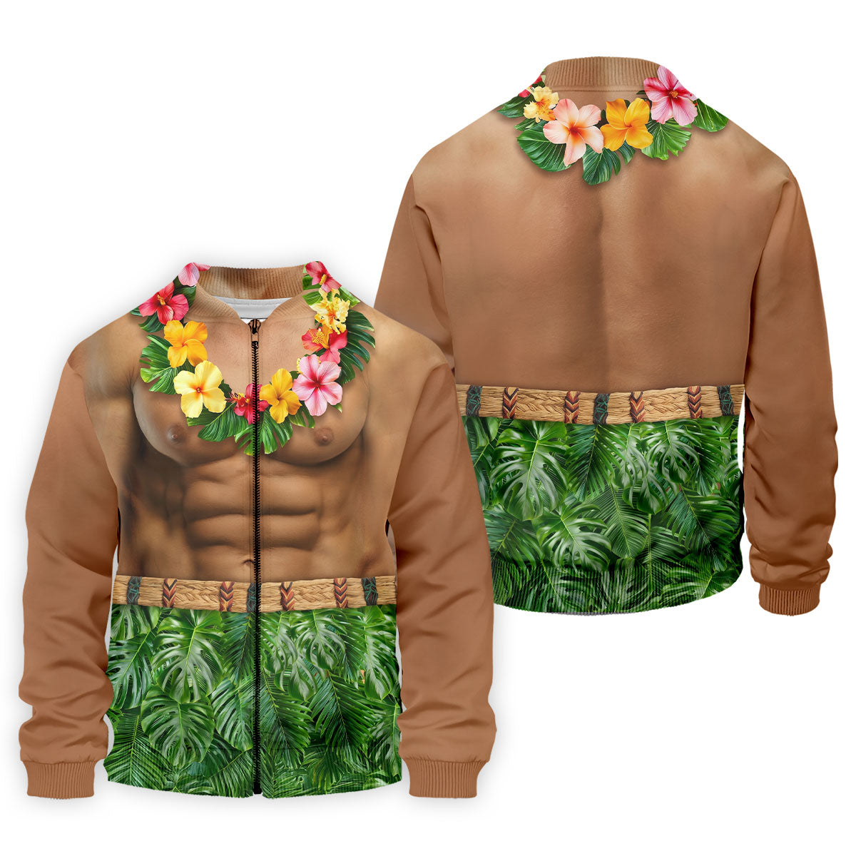 Floral Lei Tropical Theme Party Funny Costume Hawaiian Golf Shirt, Polo Shirts For Men