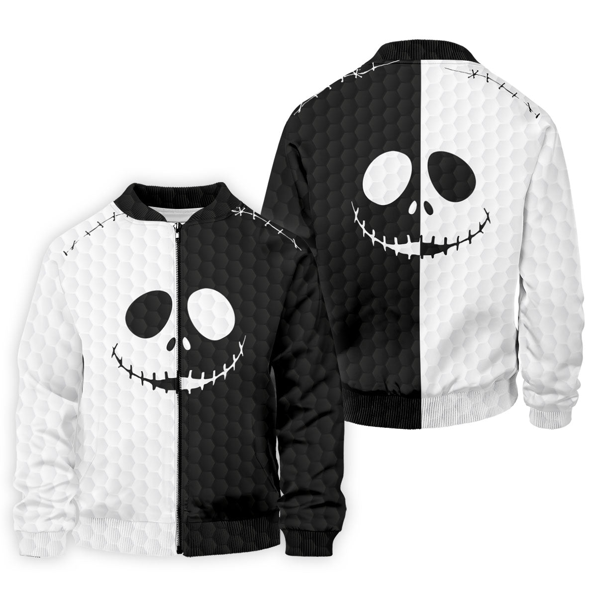Black White Skull Face Halloween Golf Polo Shirt, Mens Golf Shirts, Golf Polo Shirts For Men
