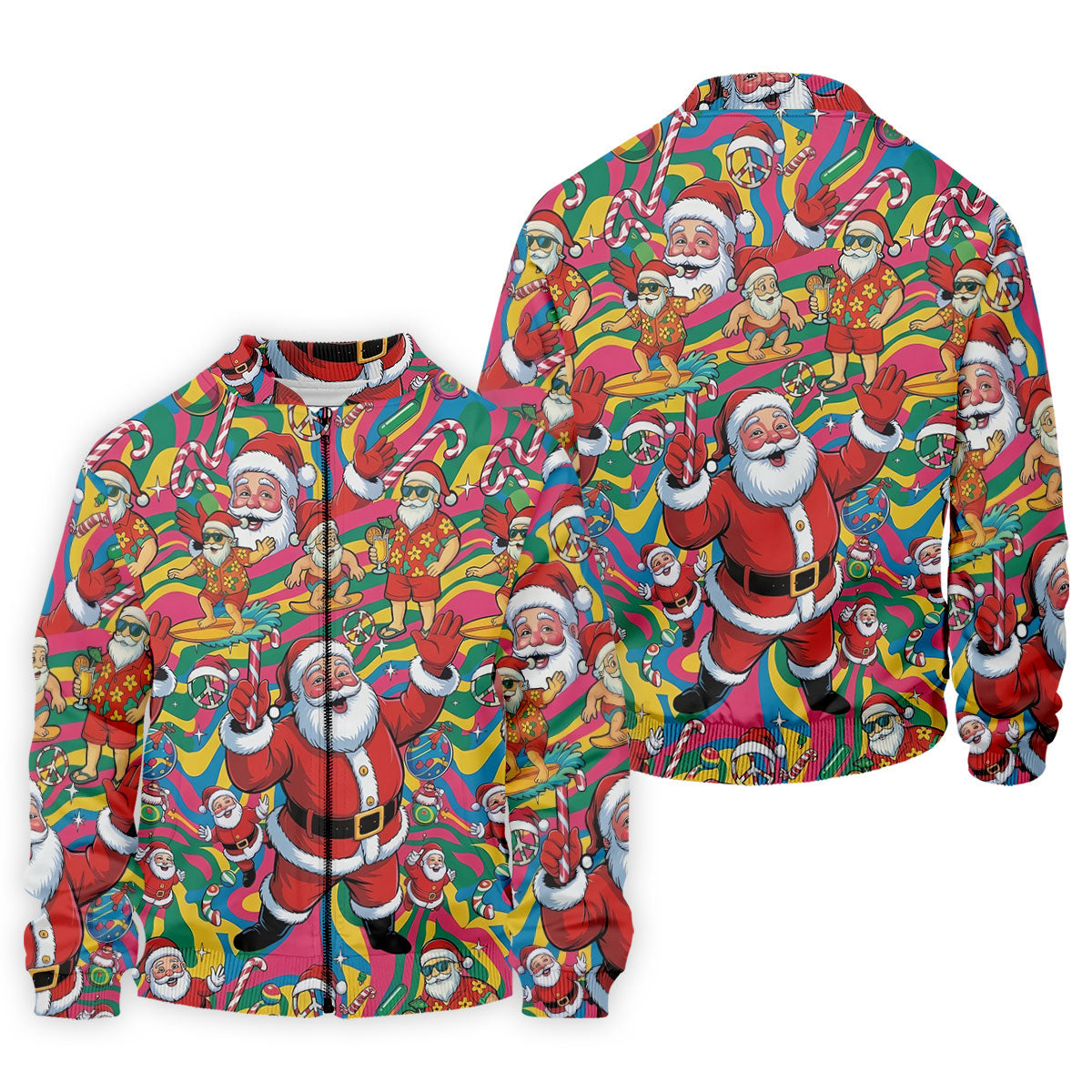Funny Tropical Santa Christmas Polo Shirt, Mens Golf Polo, Christmas Shirts For Men