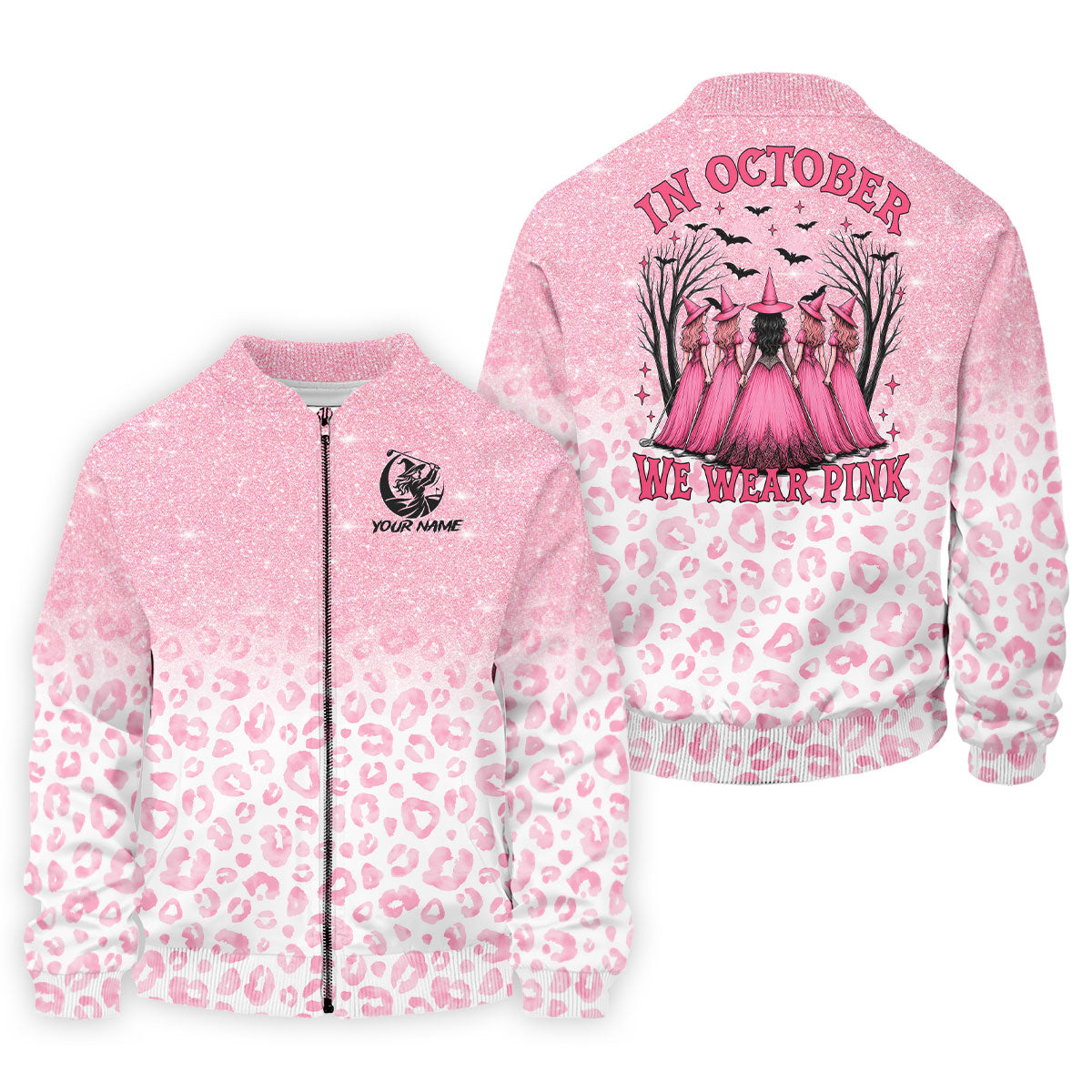 Custom Name In October We Wear Pink Halloween Golf Shirt, Men's Golf Shirt, Hawaiian Golf Shirt