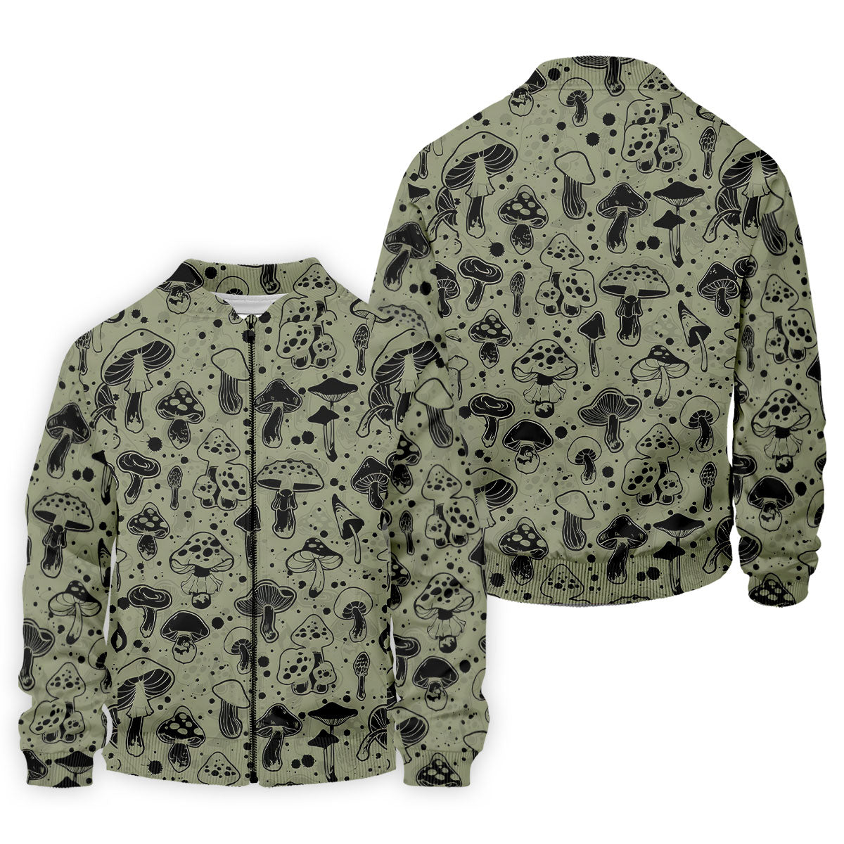 Vintage Mushroom Sketch Pattern Hawaiian Golf Shirt, Printed Golf Shirts, Golf Apparel For Men