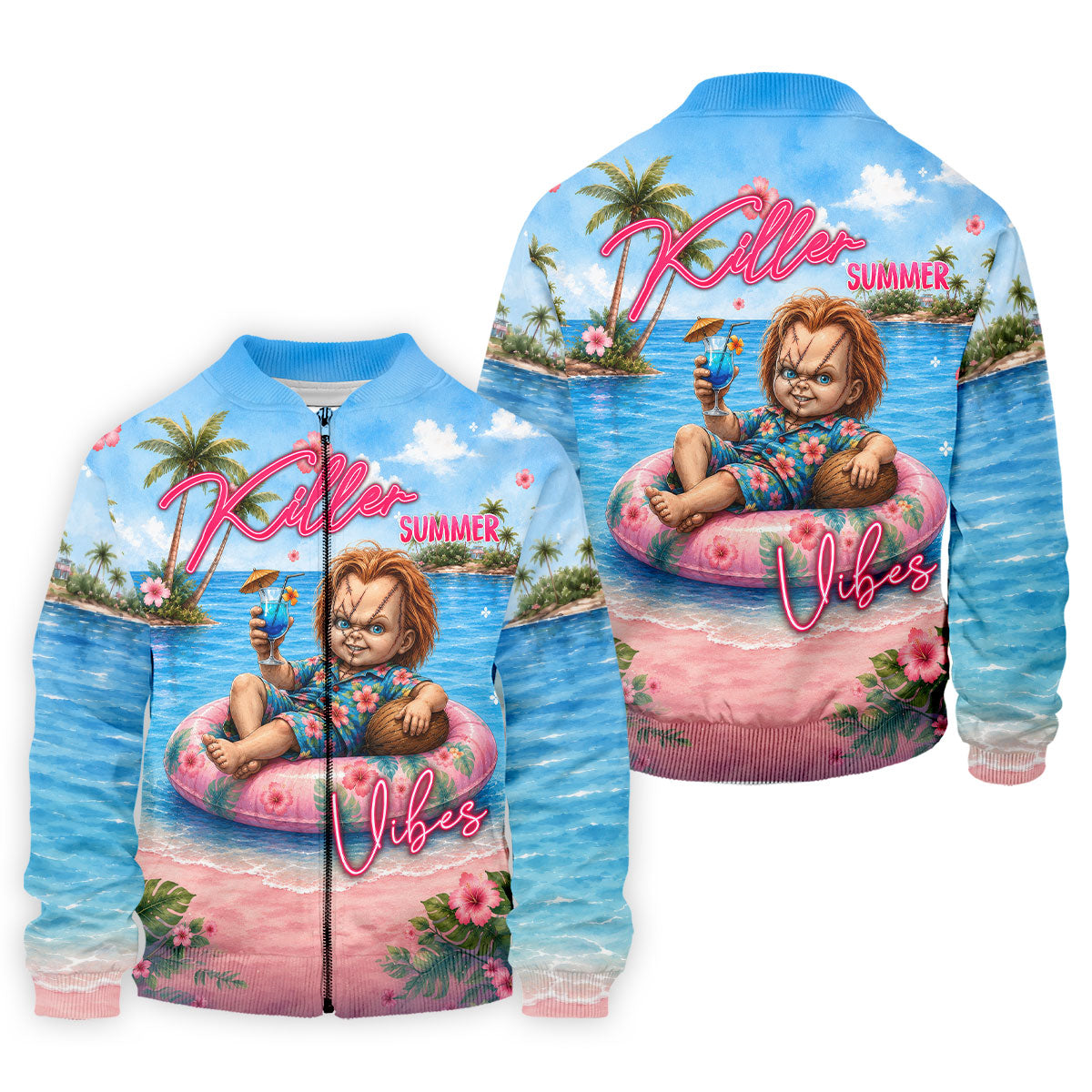 Killer Summer Vibes Evil Doll Golf Polo Shirt, Golf Shirts For Men, Mens Polo Shirts