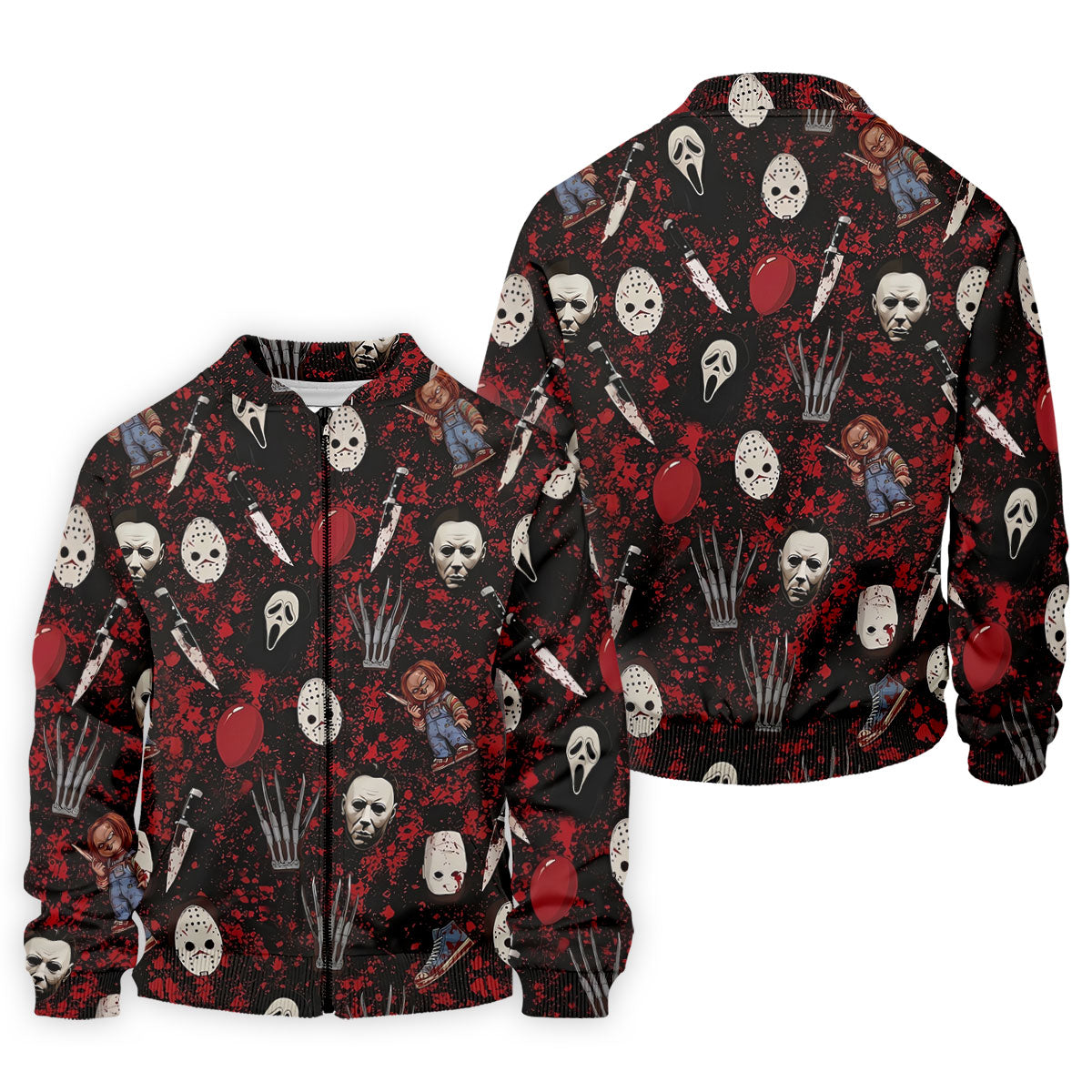 Halloween Horror Character Mask Pattern Hawaiian Golf Shirt, Men's Golf Shirt, Mens Golf Polo