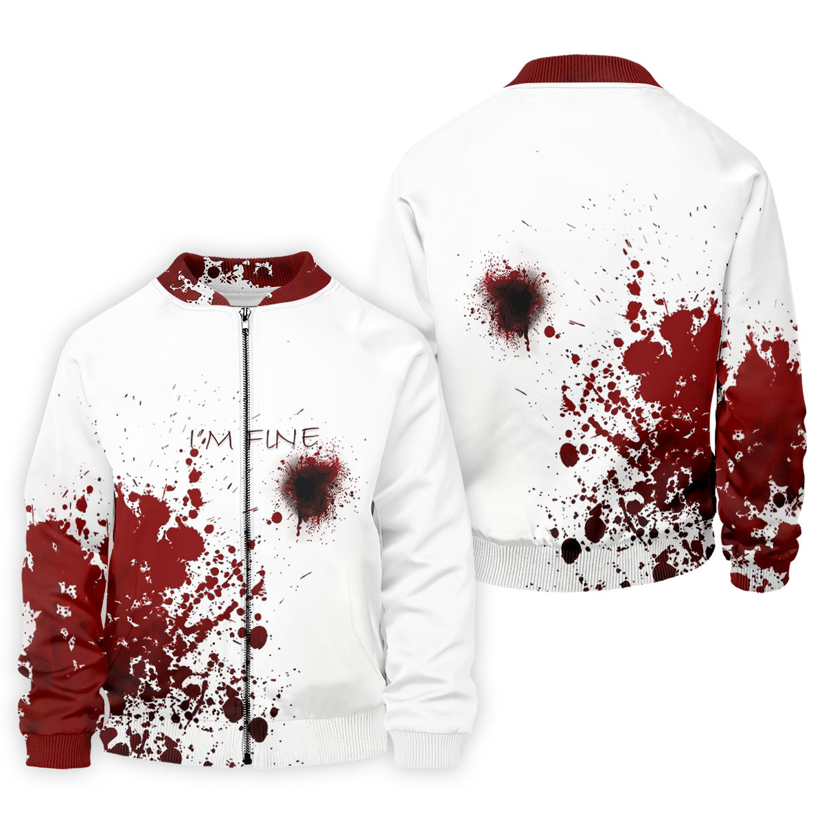 I'm Fine Bloody Splatter Horror Halloween Golf Polo Shirt, Mens Golf Shirts, Printed Golf Shirts