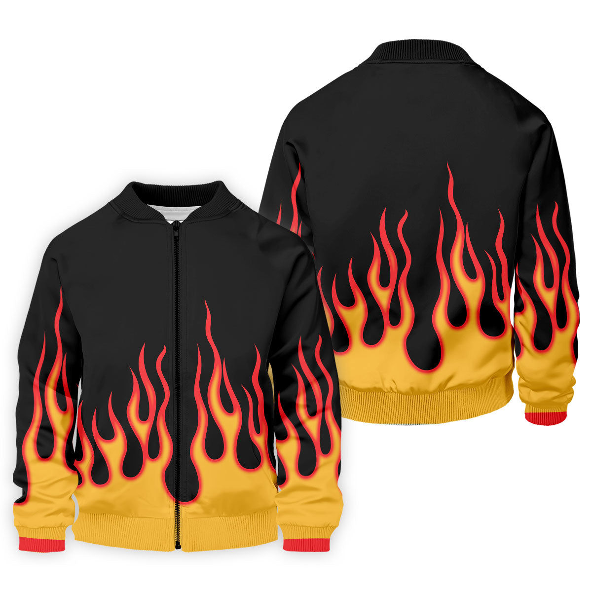 Black Red Yellow Flame Sleeve Golf Shirt, Hawaiian Golf Shirt, Mens Golf Shirts