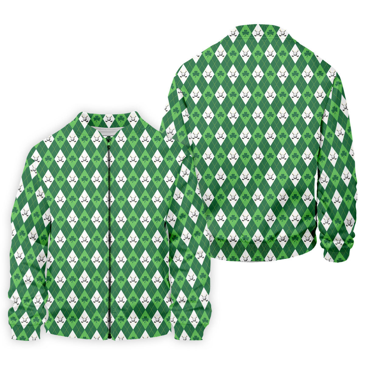 St Patrick's Day Shamrock Argyle Pattern Green And White Argyle Golf Shirt, Polo Shirts For Men, Golf Shirts For Men