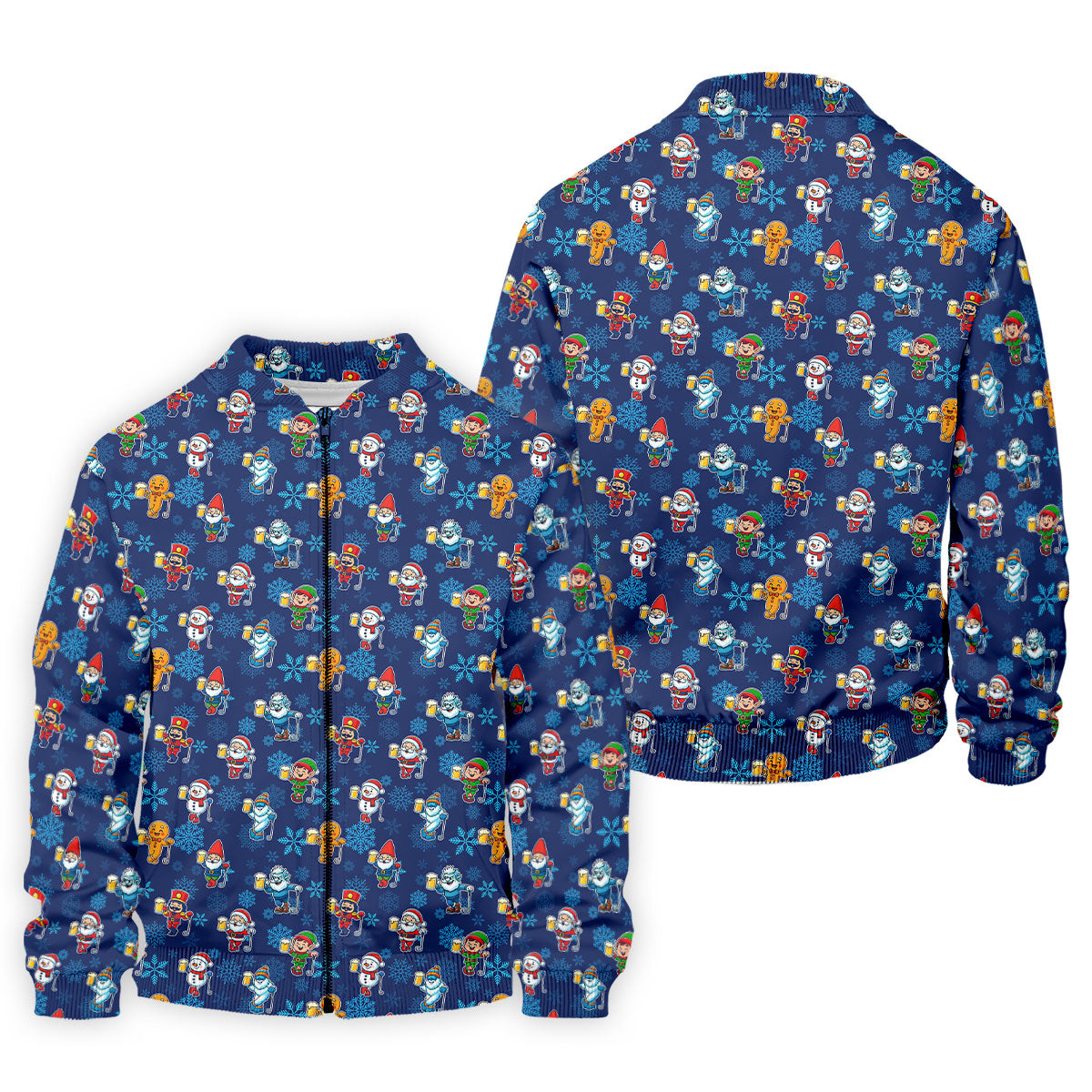 Christmas Characters Golf And Beer Navy Men's Funny Golf Shirts, Christmas Golf Shirt, Polo Shirts For Men