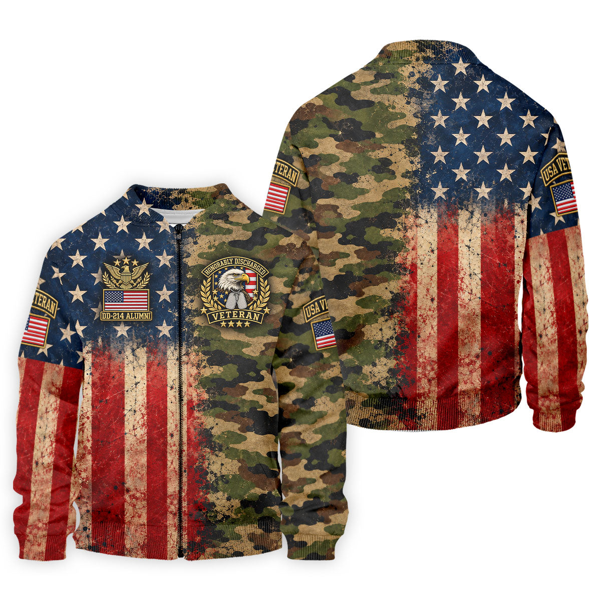 DD-214 Eagle Split USA Flag Camo Polo Shirt, Veterans Day Shirt, Golf Shirts For Men