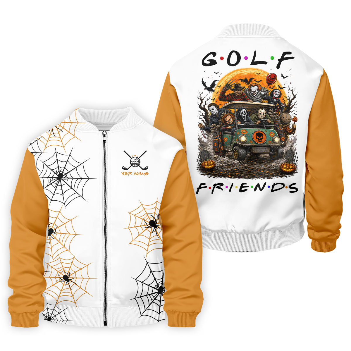 Custom Name Halloween Horror Character Golf Shirt, Golf Shirts For Men, Hawaiian Golf Shirt
