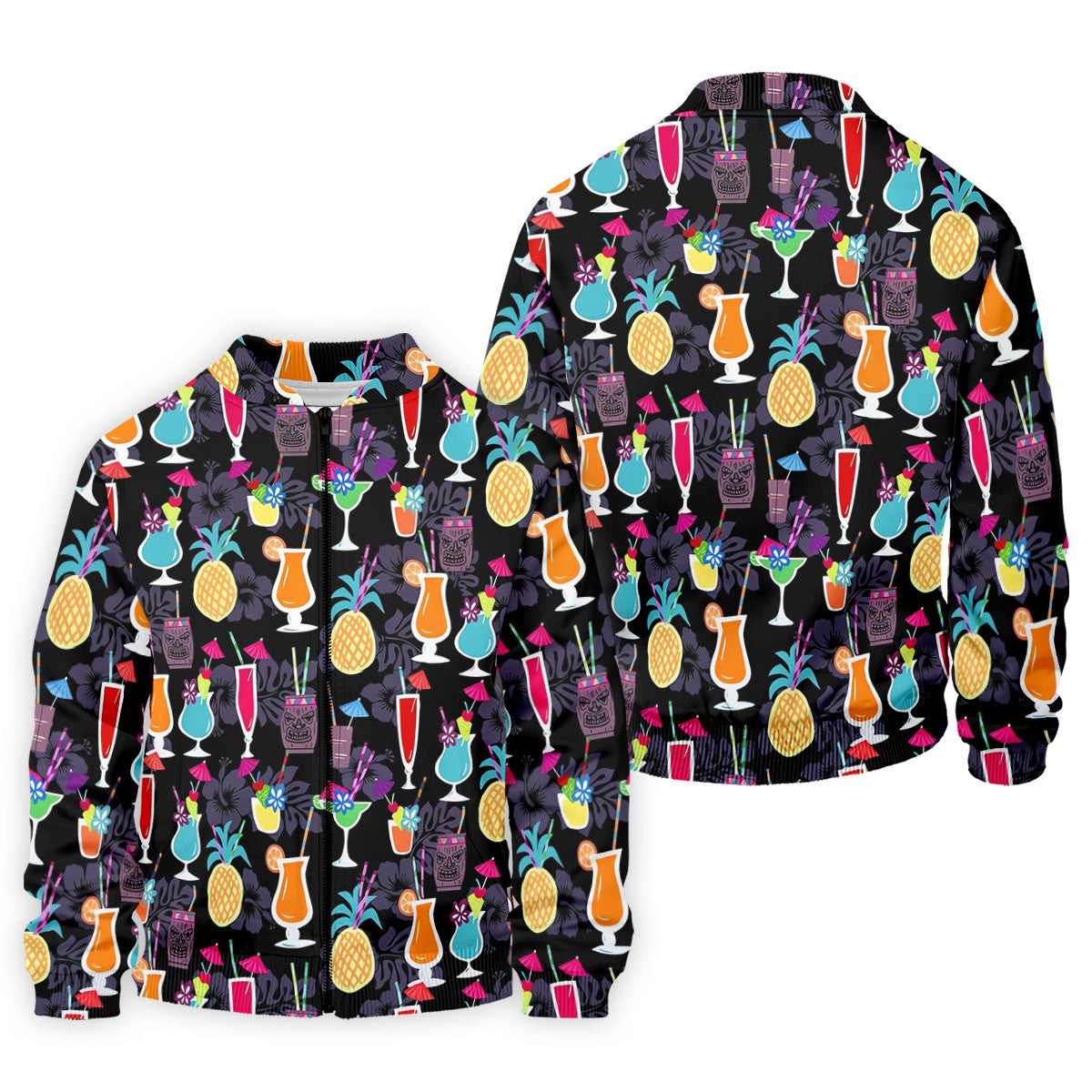 Tropical Drinks Dark Floral Cinco De Mayo Celebration Fiesta Themed Golf Tops For Men, Golf Shirts For Men