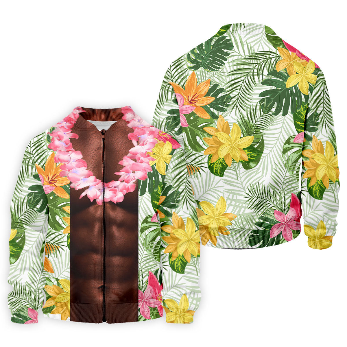 Dark Skin Tropical Muscle Chest Hawaiian Golf Polo Shirt, Polo Shirts For Men, Mens Golf Apparel