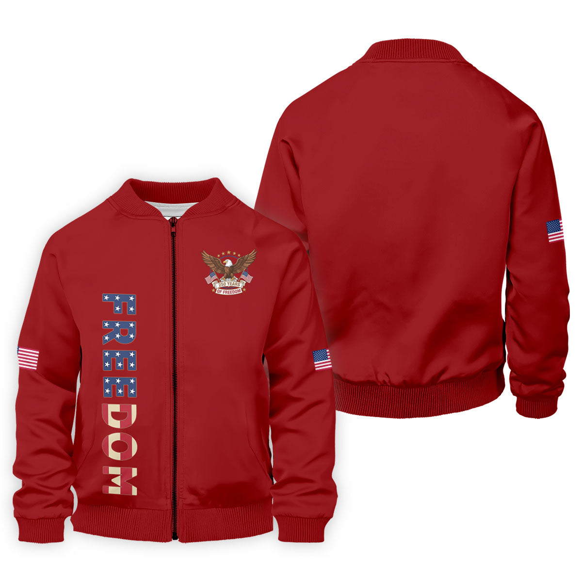 250 Years Of Freedom US Flag Logo Red Golf Shirt, Patriotic 4th Of July Golf Shirts For Men