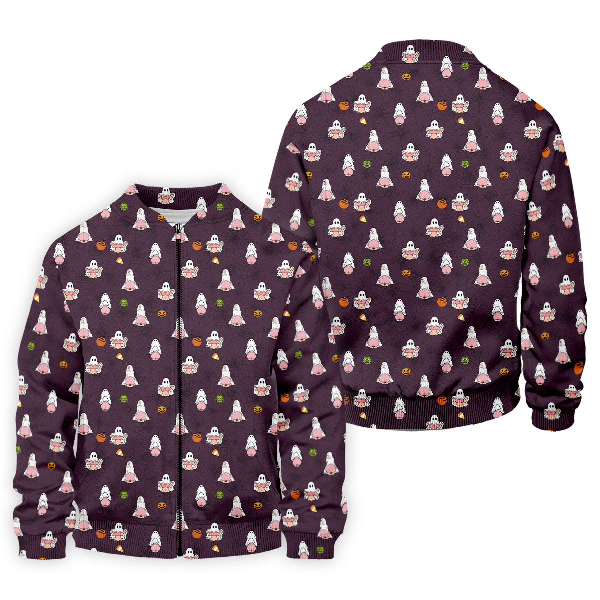 Cute Ghost Butt Halloween Pattern Golf Polo Shirt, Mens Golf Polo, Printed Golf Shirts