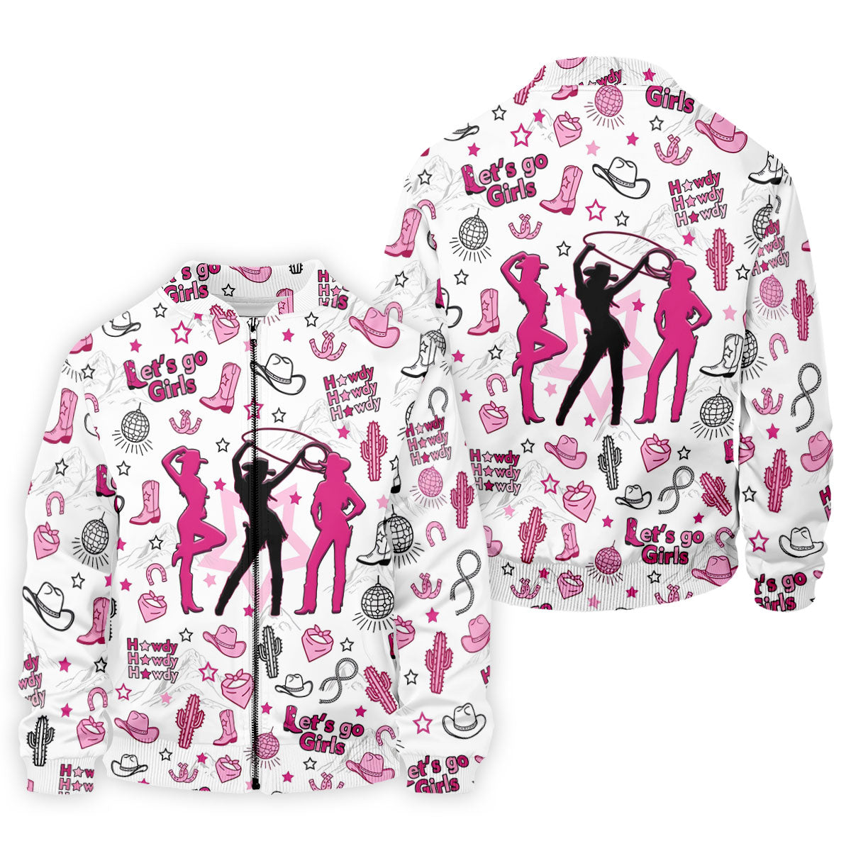 Pink Black Three Cowgirls Western Golf Polo Shirt, Mens Golf Polo, Golf Shirts For Men