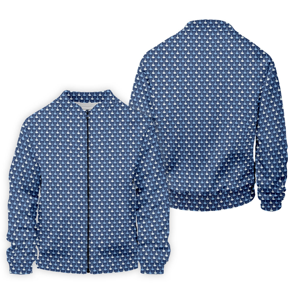 Blue Funny Middle Finger Golf Pattern Polo Shirt, Golf Polo Shirts For Men, Mens Golf Apparel