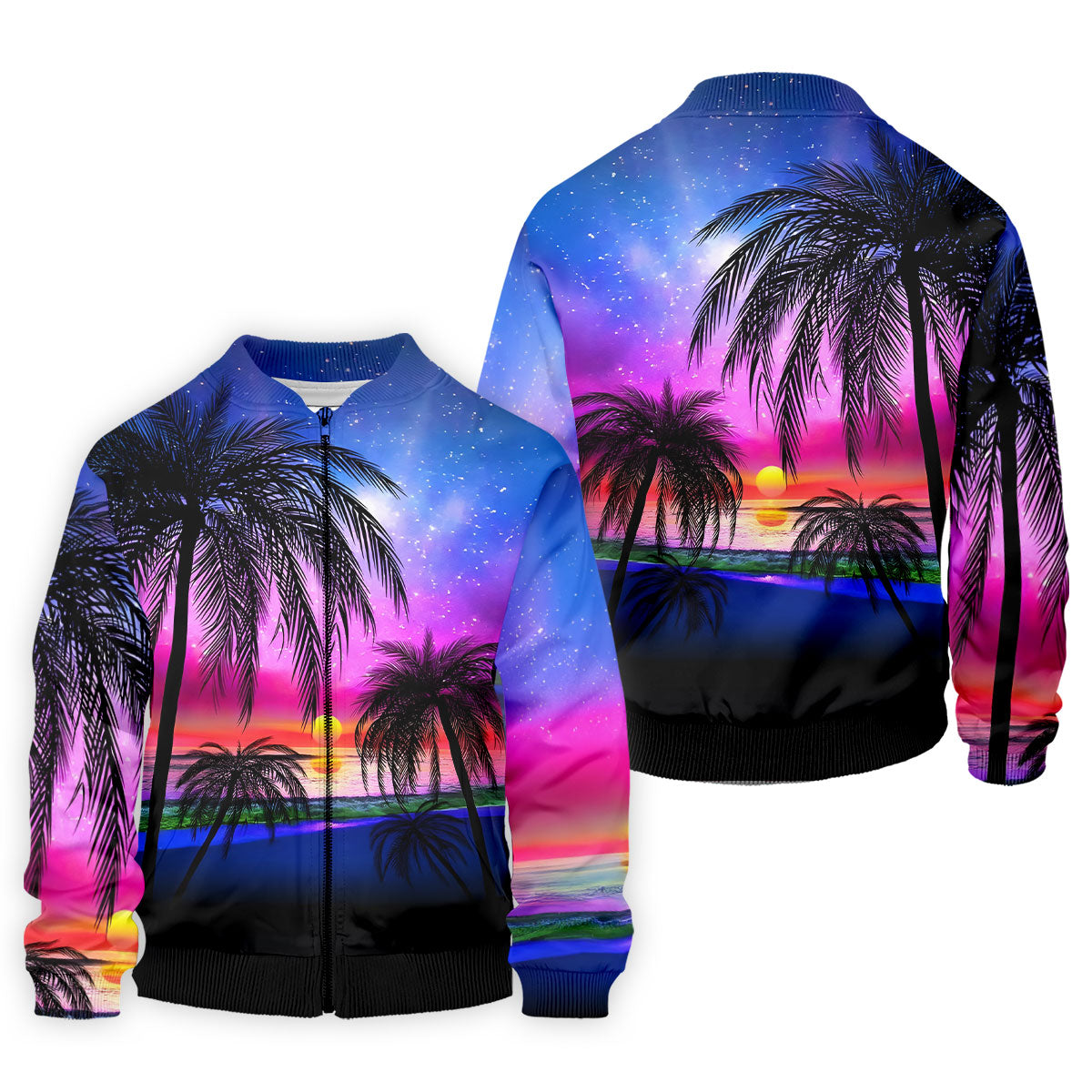 Palm Tree Beach Sunset Golf Shirt, Mens Golf Polo, Printed Golf Shirts, Golf Apparel For Men