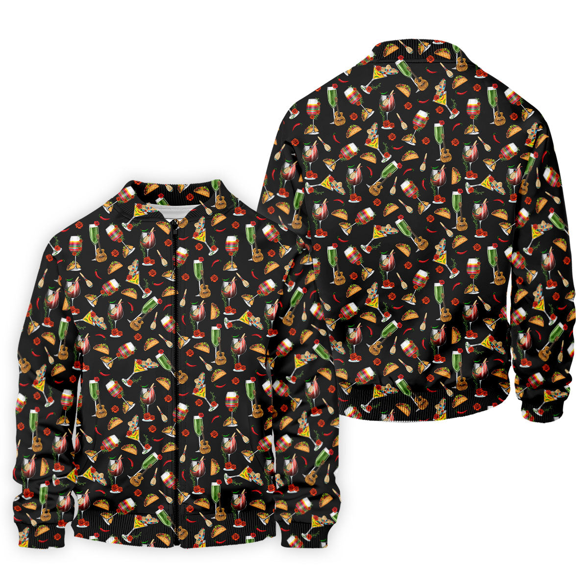 Traditional Mexican Taco And Wine Golf Tops For Men, Cinco De Mayo Celebration Golf Shirts For Men