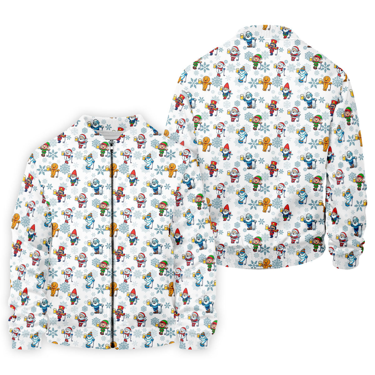 Christmas Characters Golf And Beer White Men's Funny Golf Shirts, Christmas Golf Shirt, Polo Shirts For Men