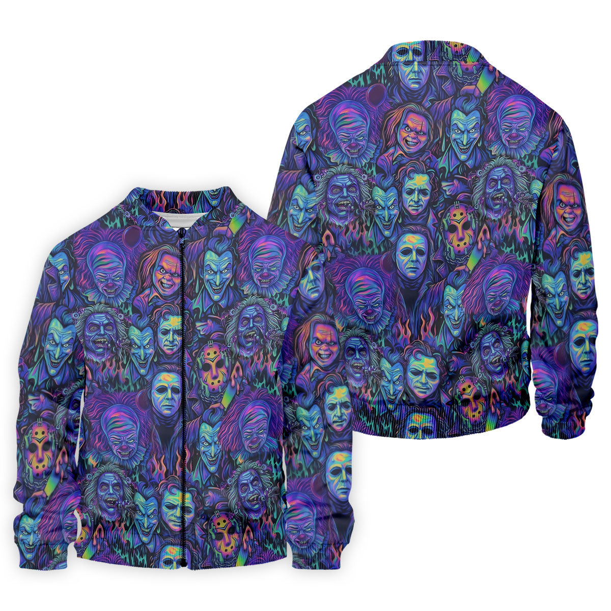 Neon Horror Character Villains Halloween Golf Shirt, Mens Golf Polo, Golf Apparel For Men