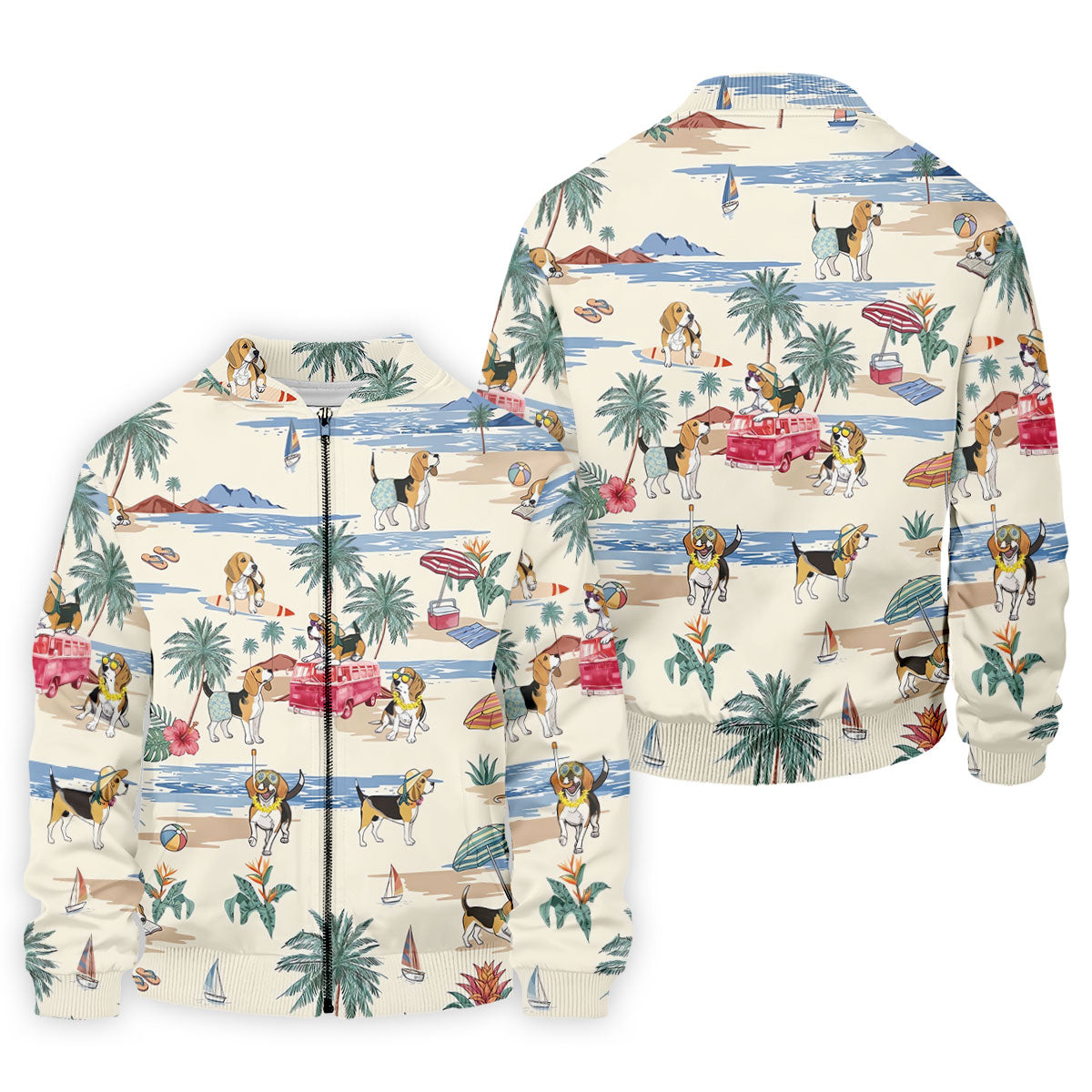 Cute Beagle Beach Vacation Tropical Golf Polo Shirt, Hawaiian Golf Shirt, Golf Shirts For Men
