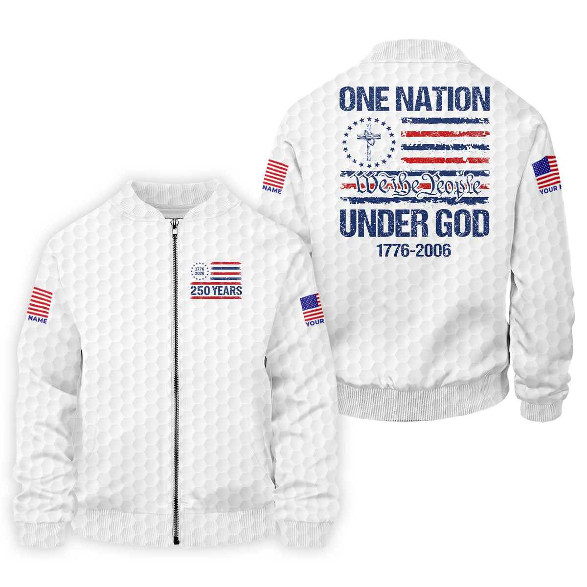 One Nation Under God We The People White Golf Shirt, 250 Years 4th Of July Golf Shirts For Men