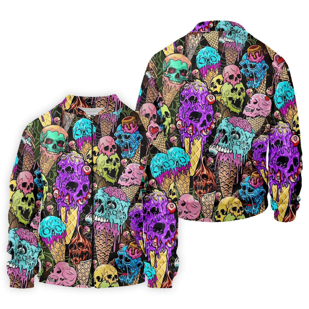 Melting Skull Ice Cream Halloween Golf Shirt, Golf Apparel For Men, Mens Golf Shirts