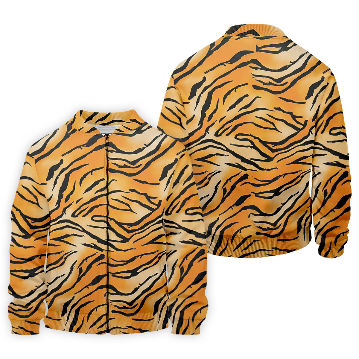 Tiger Stripe Pattern Hawaiian Golf Shirt, Men's Funny Golf Shirts, Golf Shirts For Men