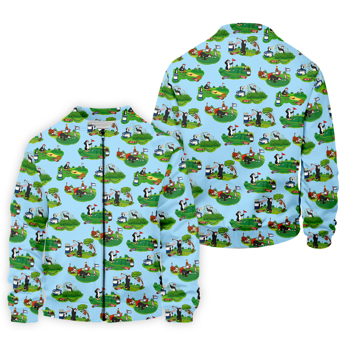 Funny Golf Gopher Cartoon Pattern Golf Polo Shirt, Men's Golf Shirt, Golf Apparel For Men