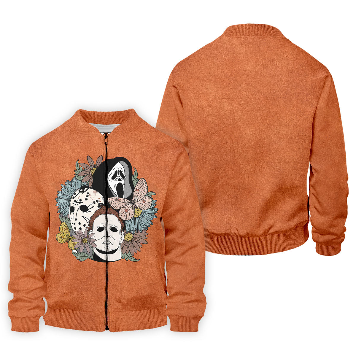 Floral Horror Mask Trio Halloween Golf Polo Shirt, Men's Golf Shirt, Mens Golf Apparel